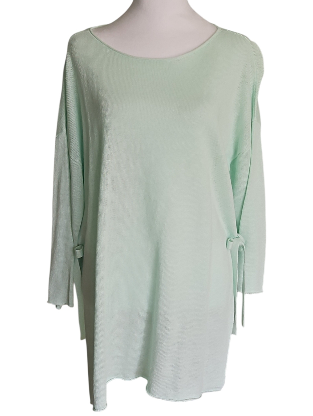 Eileen Fisher Mint Green Side Tie Organic Linen Top